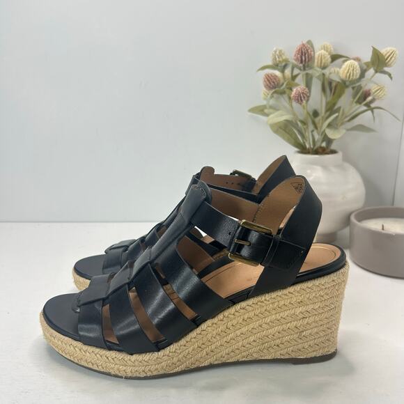 Vionic Jaylah Leather Wedge Platform Sandals Black Women's 10M Tried on - Picture 3 of 10
